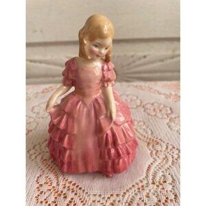 Vintage 1950s Royal Doulton "Rose" Porcelain Girl Ruffled Dress